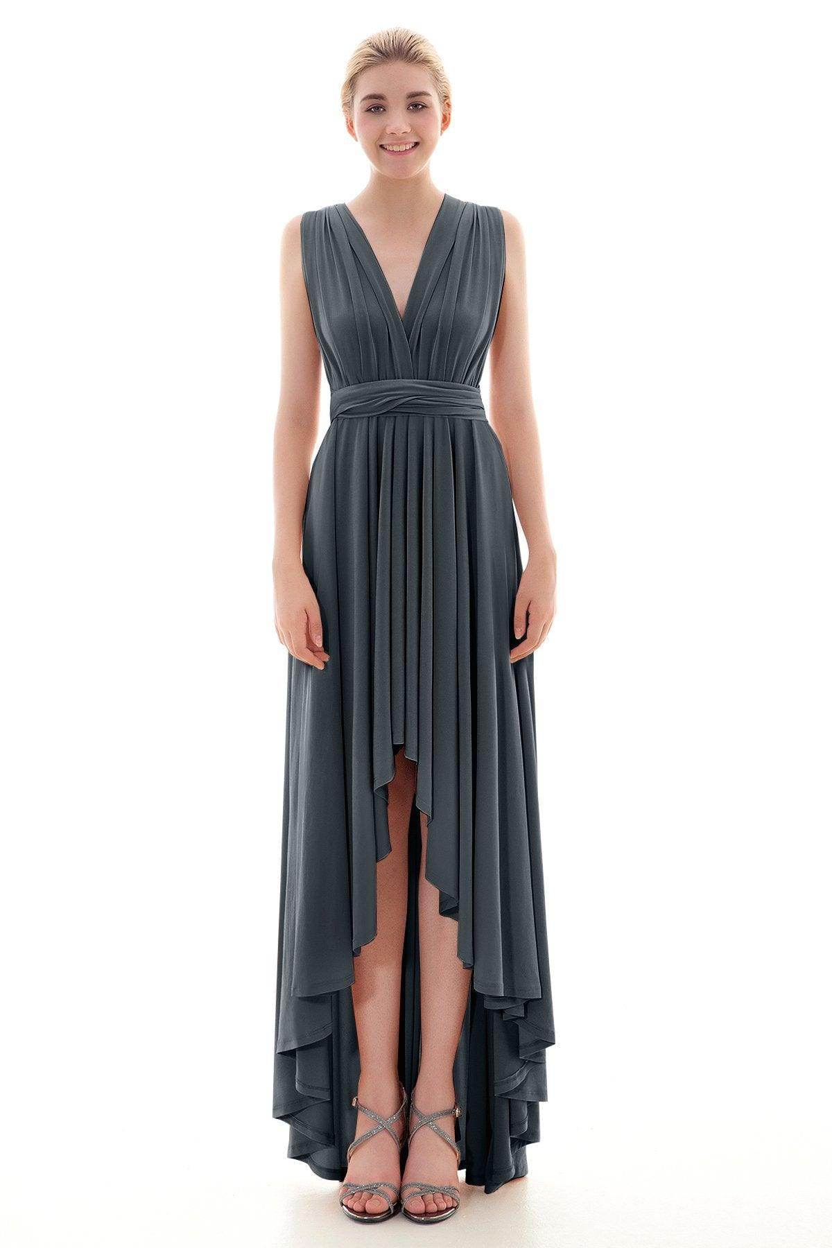 Asymmetrical High-Low Knitted Bridesmaid Dress COED16001 - COCOMELODY